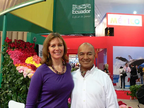 Heather Cowper and Luis Hernandez at the World Travel Market Photo: Heatheronhertravels.com