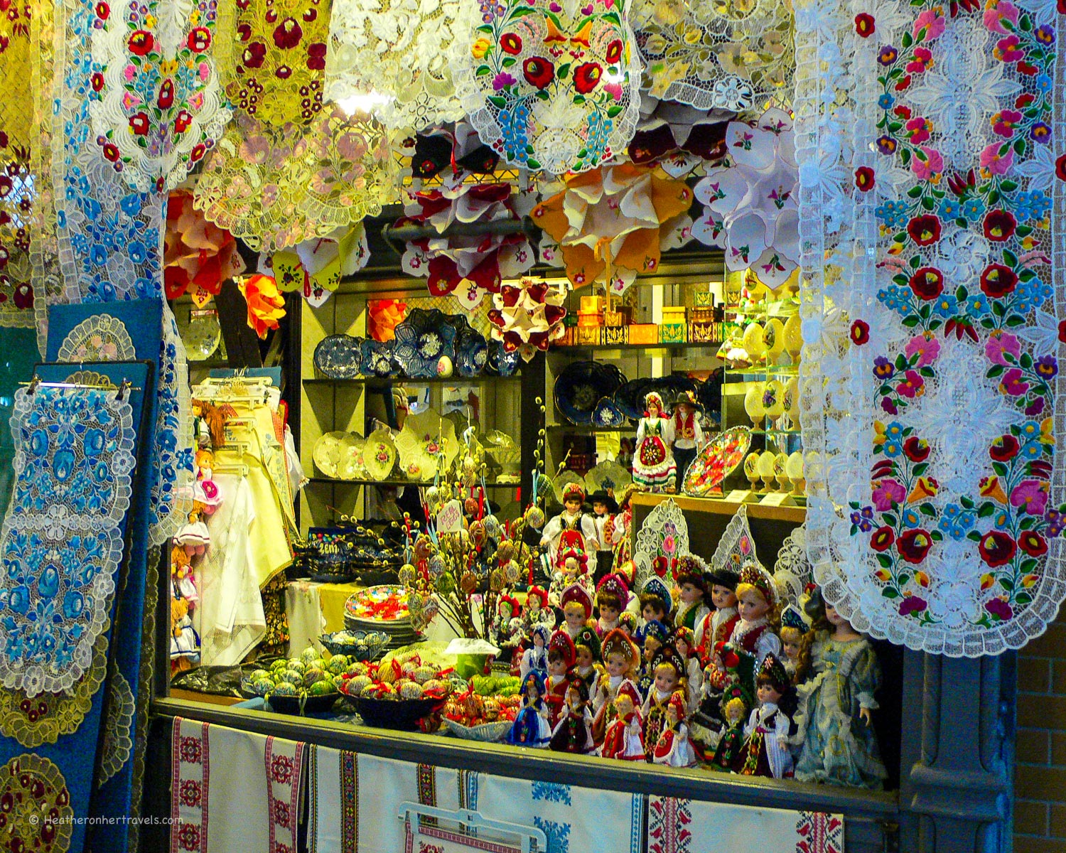 Souvenir stalls in the Central Market, Budapest