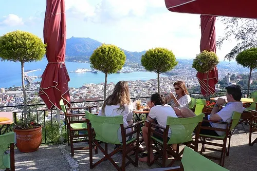 Cafe terrace at Bohali overlooking Zante town Photo: Heatheronhertravels.com