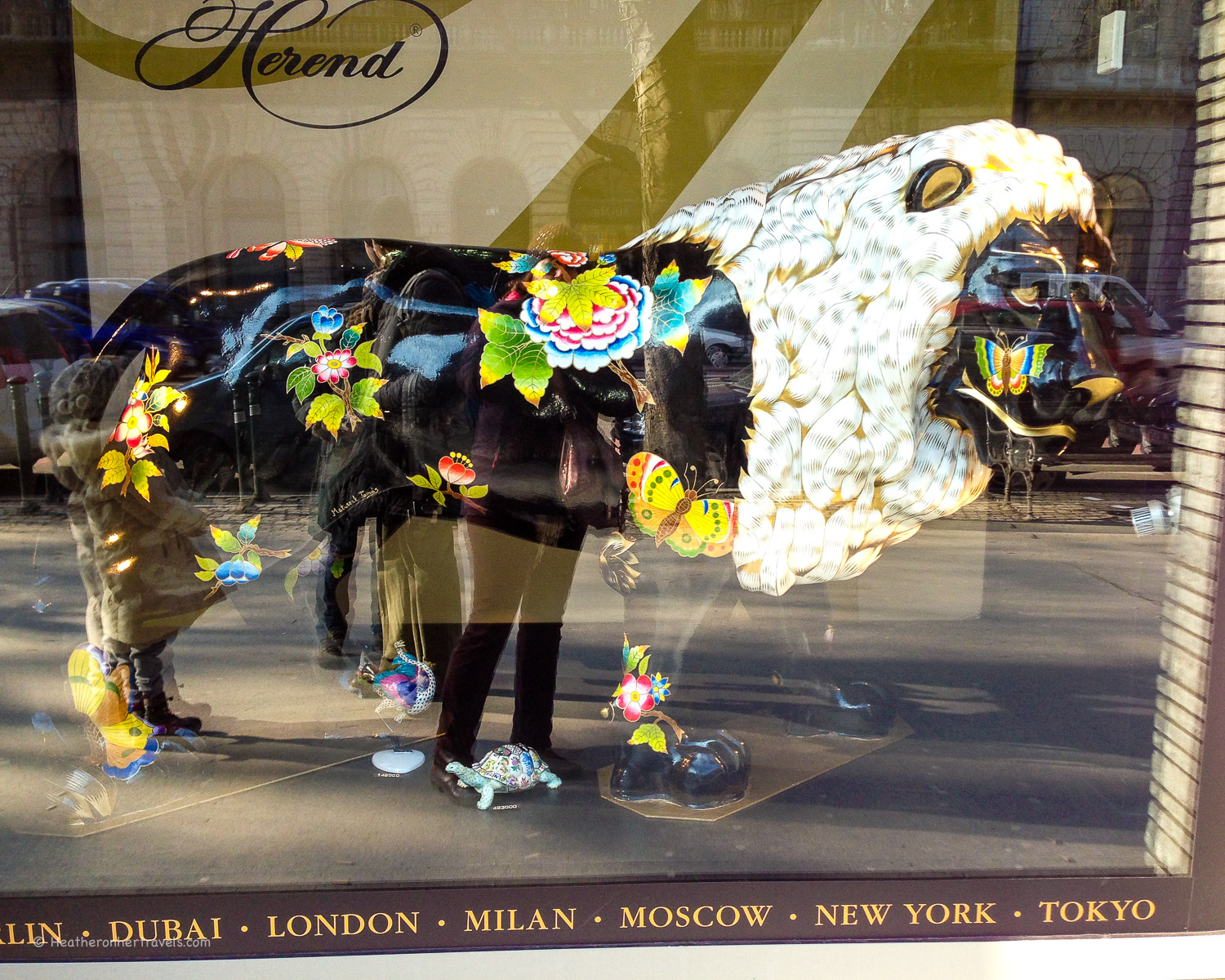 Painted Porcelain lion at the Herend Shop in Budapest