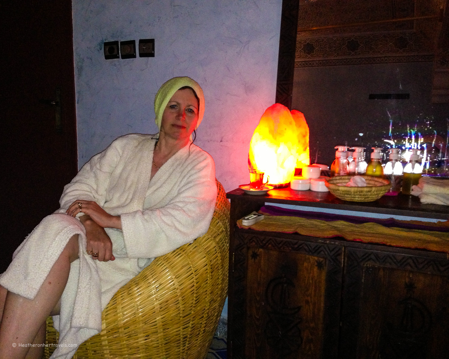 Heather relaxes after visiting the Moroccan Hammam Agadir