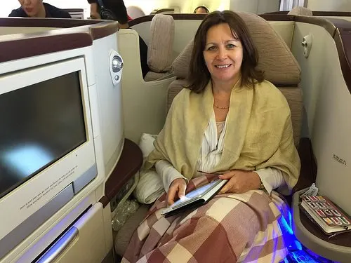Heather flies Premiere class on Jet Airways from Mumbai to London Photo: Heatheronhertravels.com