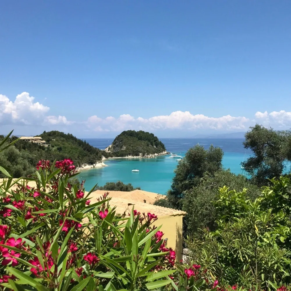 Lakka Bay in Paxos Greece Photo Heatheronhertravels.com