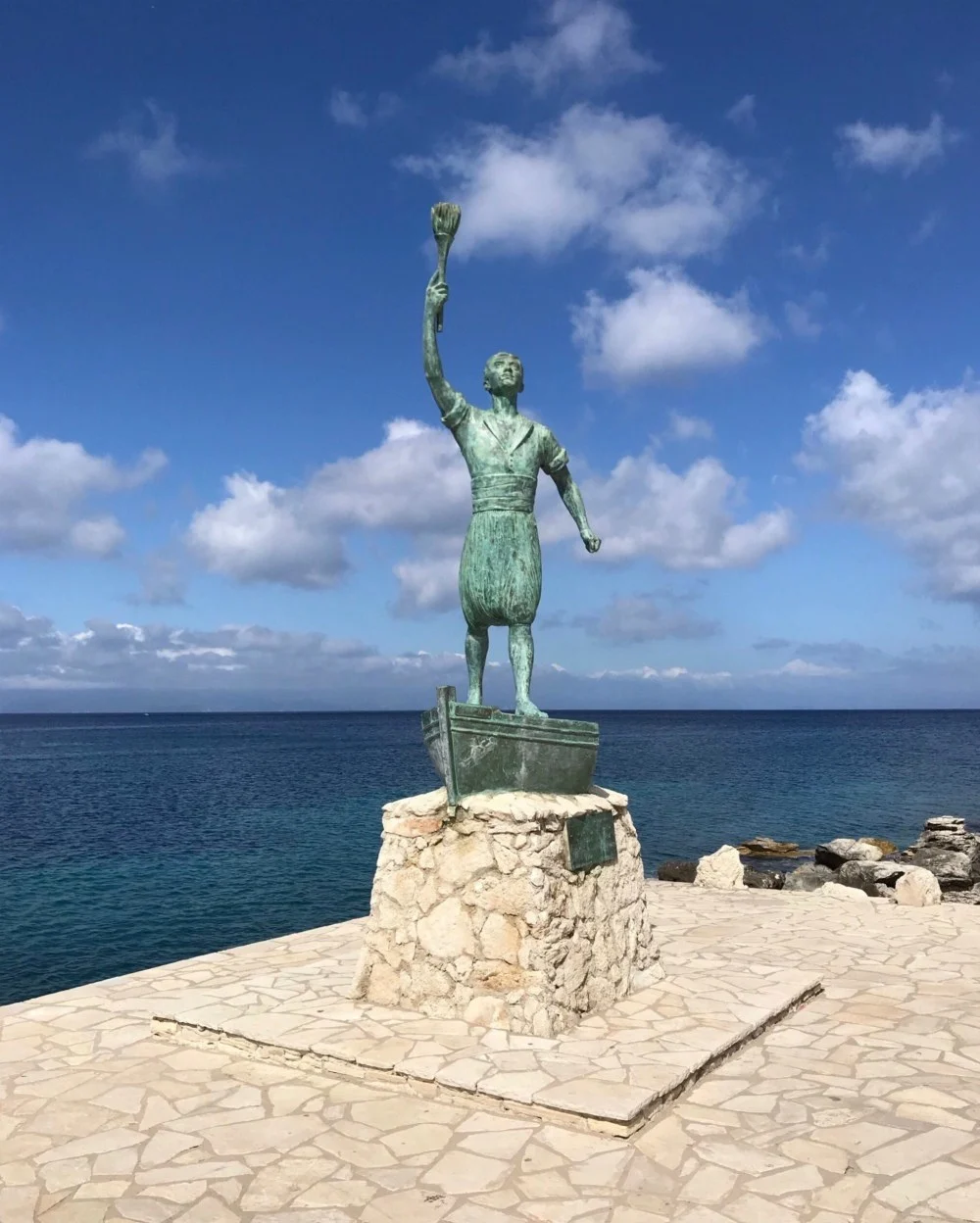 Statue in Gaios in Paxos Greece Photo Heatheronhertravels.com