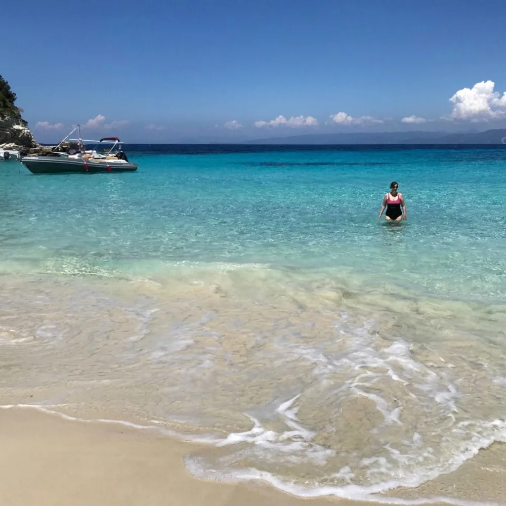 Vrika beach for swimming in Antipaxos Photo Heatheronhertravels.com