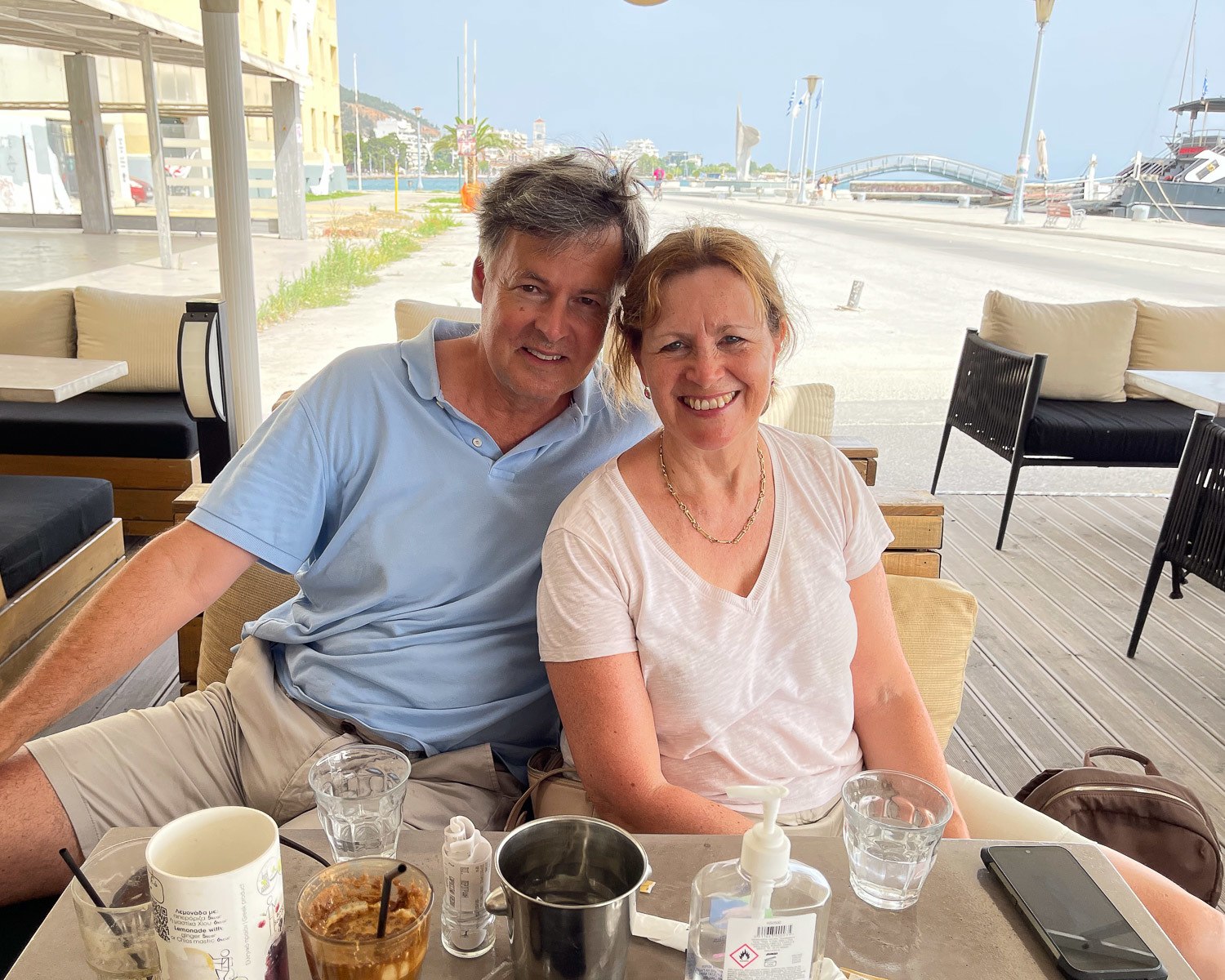 Coffee in the harbour in Volos Greece