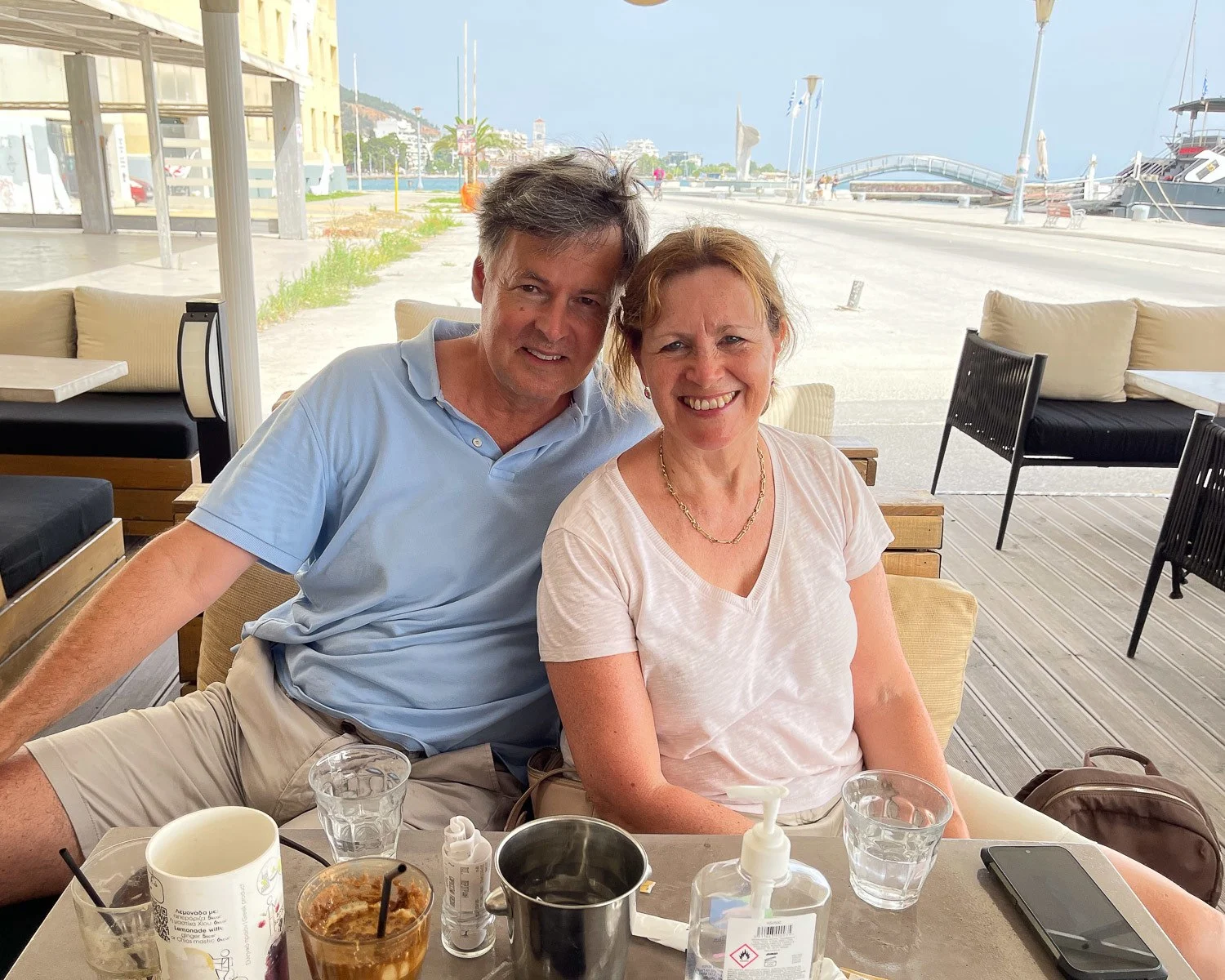 Coffee in the harbour in Volos Greece