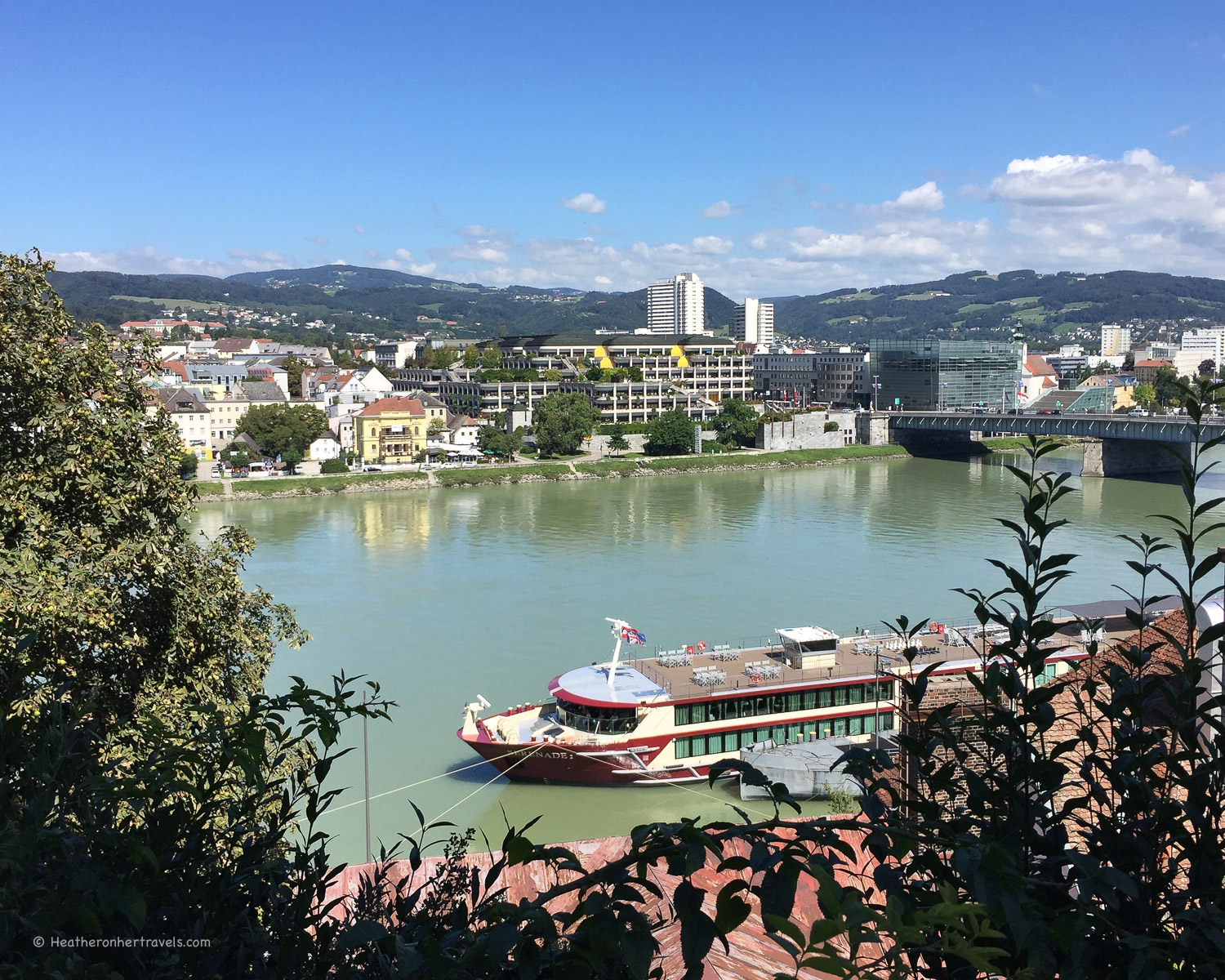 Mooring in the heart of Linz on a river cruise © Heatheronhertravels.com