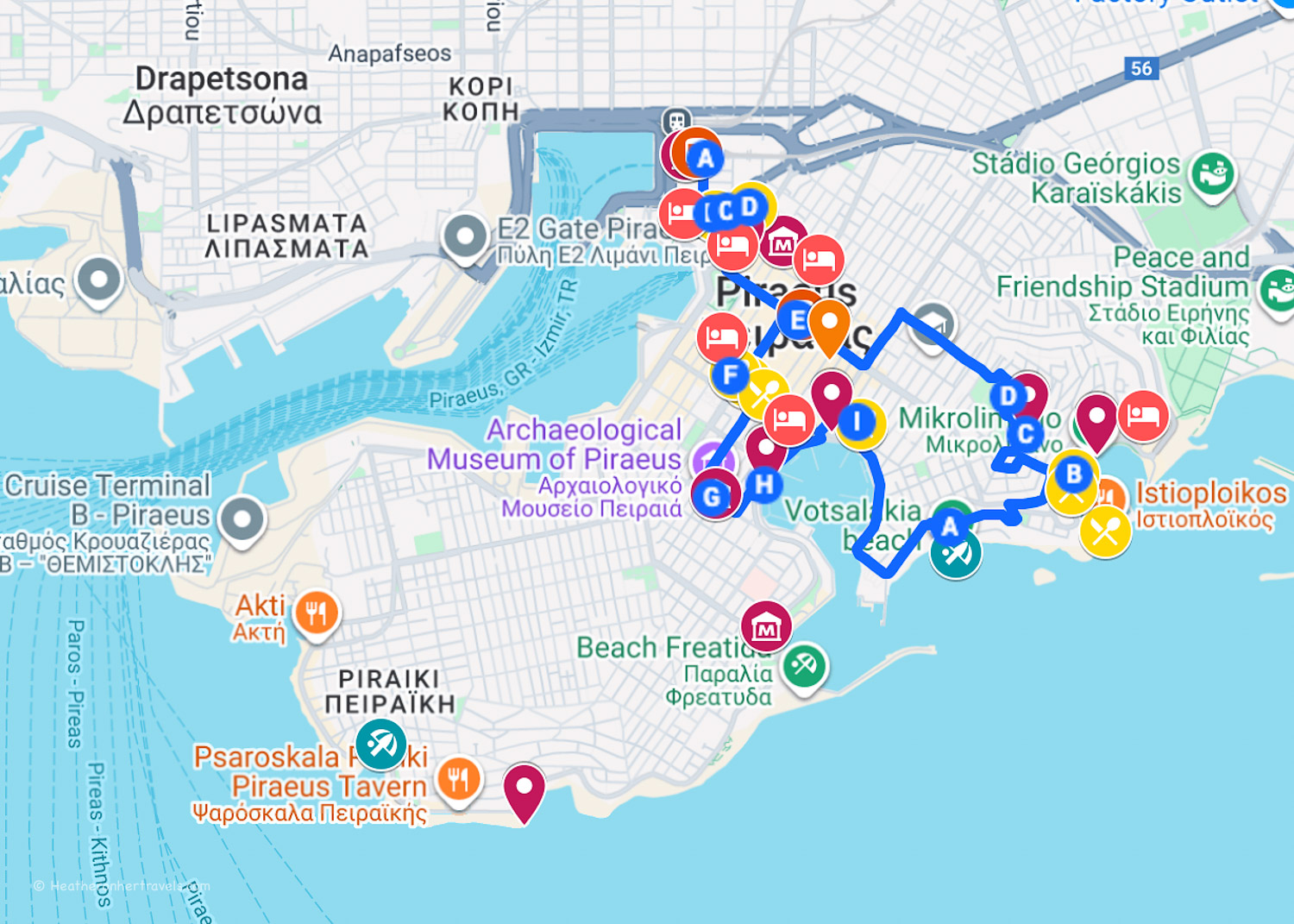 Map of Piraeus © Heatheronhertravels.com